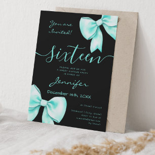 Coquette Turquoise Blauwgroen Bow Sweet 16 Party Z Kaart