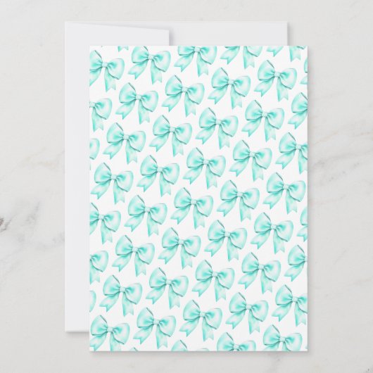 Coquette Turquoise Blauwgroen Bow Sweet 16 Verjaar Kaart (Achterkant)
