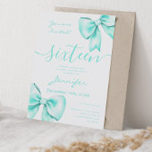 Coquette Turquoise Blauwgroen Bow Sweet 16 Verjaar Kaart