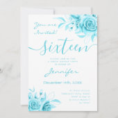 Coquette Turquoise Sweet 16 Floral Glam Kaart (Voorkant)
