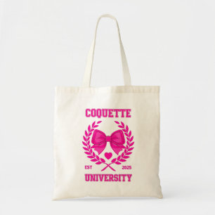 Coquette University Canvas tas - Roze strik Preppy