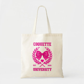 Coquette University Canvas tas - Roze strik Preppy