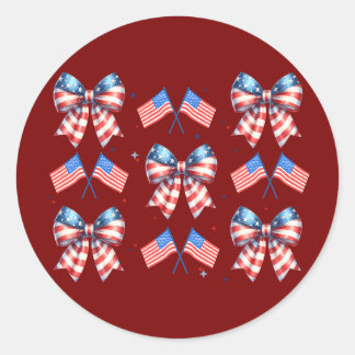 Coquette, usa, rood, wit, blauw, 4th of July cadea Ronde Sticker