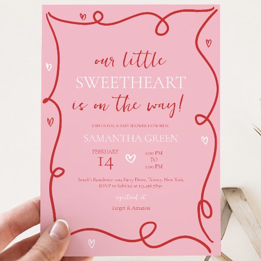 Coquette Valentijns Baby Shower Kaart