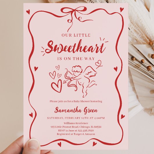 Coquette Valentijns Baby Shower Kaart