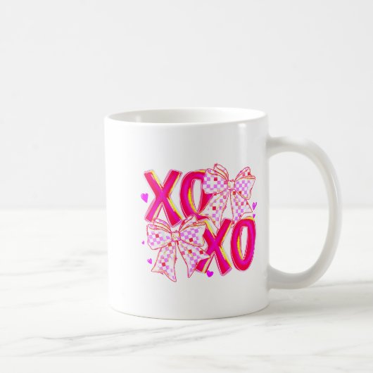 Coquette Valentine Xoxo Funny Valentine Bow Hearts Koffiemok (Rechts)