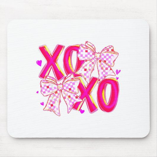 Coquette Valentine Xoxo Funny Valentine Bow Hearts Muismat (Voorkant)