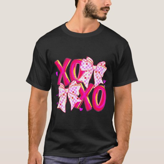 Coquette Valentine Xoxo Funny Valentine Bow Hearts T-shirt (Voorkant)