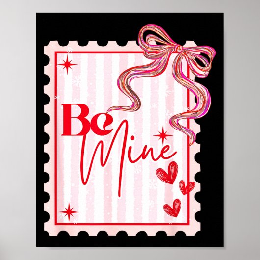Coquette Valentines Stage Stamp, Bow Valentines Gi Poster (Voorkant)