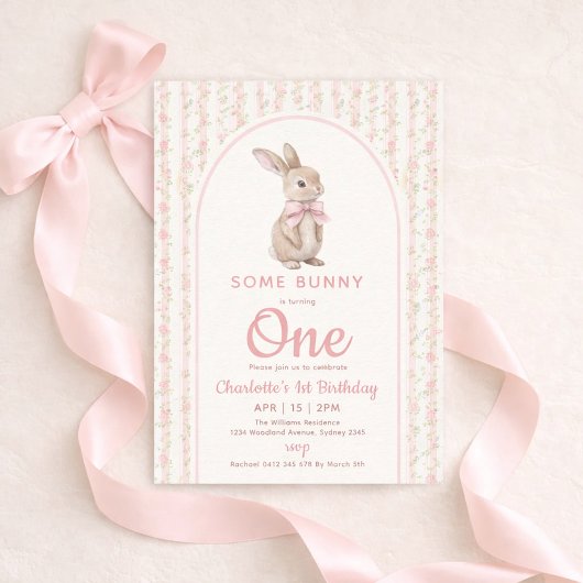 Coquette Vintage Some Bunny is One Verjaardag Kaart