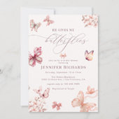 Coquette vlinder | Elegant Vrijgezellenfeest Kaart (Voorkant)