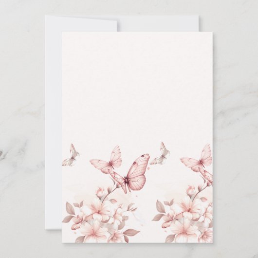 Coquette vlinder | Elegant Vrijgezellenfeest Kaart (Achterkant)