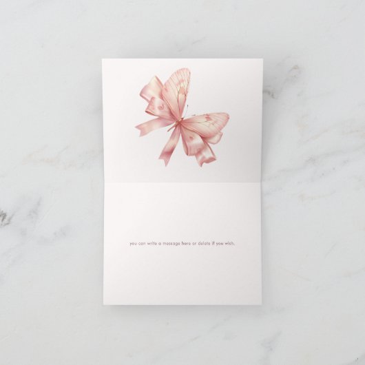 Coquette vlinder | Roze Baby Meisje Douche Bedankkaart (Binnen)