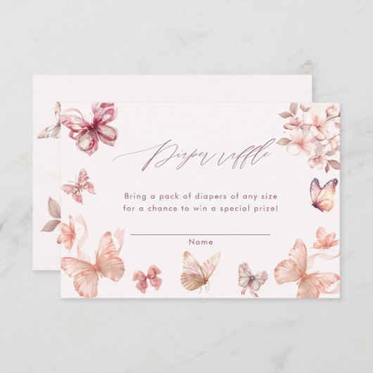 Coquette vlinder | Vlinders Luier Raffle Informatiekaartje (Voorkant / Achterkant)