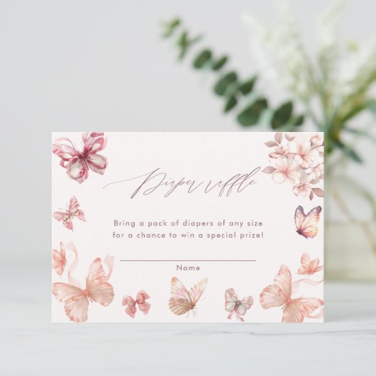 Coquette vlinder | Vlinders Luier Raffle Informatiekaartje (Staand voorkant)