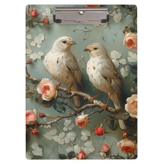Coquette Vogels Bloemen Klembord (Voorkant)