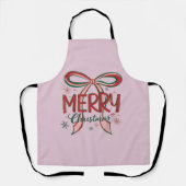 Coquette vrolijk kerstfeest Retro Kerstmis Strik V Schort (Voorkant)