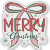 Coquette vrolijk kerstfeest Retro Kerstmis Strik V Sticker (Voorkant)