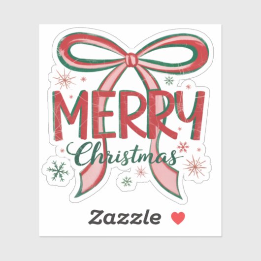 Coquette Vrolijk Kerstretro Xmas Bow  Sticker (Vel)