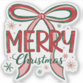 Coquette Vrolijk Kerstretro Xmas Bow  Sticker (Voorkant)