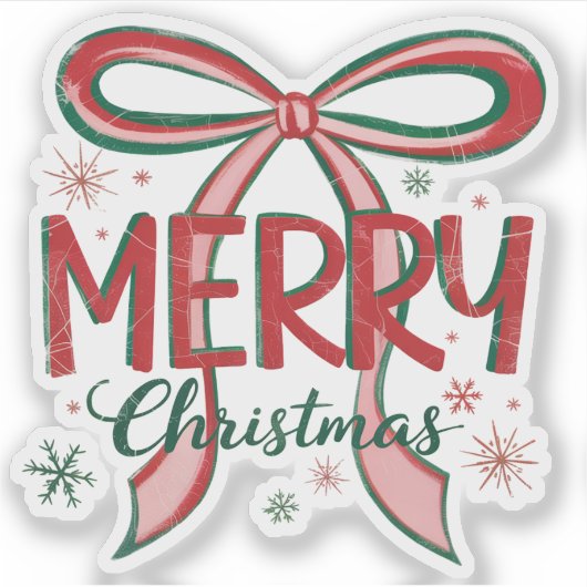 Coquette Vrolijk Kerstretro Xmas Bow  Sticker (Voorkant)