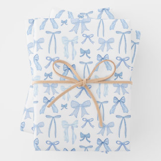 Coquette Vrouwelijke Blauwe Bogen & Linten Inpakpapier Vel