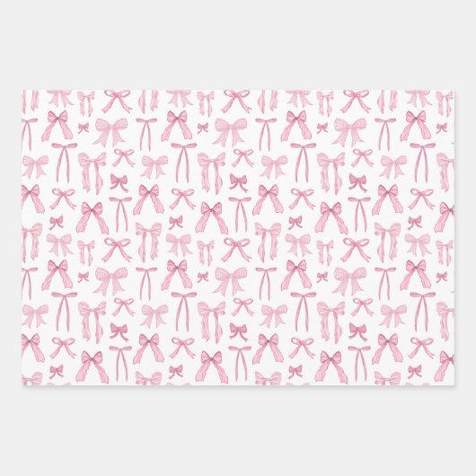 Coquette Vrouwelijke Roze Bogen & Linten Inpakpapier Vel (Voorkant 3)