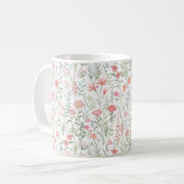 Coquette Vrouwelijke Roze Wilde Bloemenweide Koffiemok