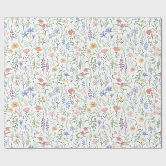 Coquette Vrouwelijke Wildflower Meadow Cadeaupapier (Vlak)