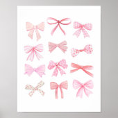 Coquette Wall Art Lichtroze Bows Poster (Voorkant)