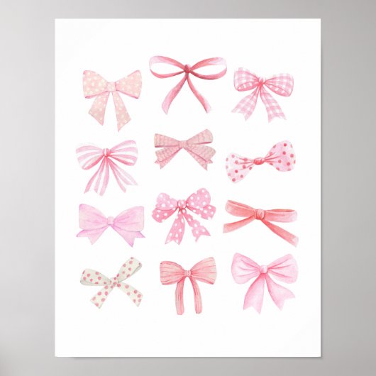 Coquette Wall Art Lichtroze Bows Poster (Voorkant)