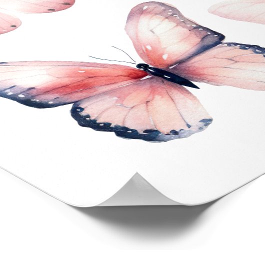 Coquette Wall Art Lichtroze Vlinders Poster (Hoek)