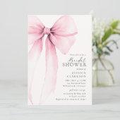 Coquette Watercolor Big Pink Bow Bridal Shower Kaart (Staand voorkant)