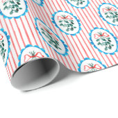 Coquette Watercolor Mistletoe Kerstpatroon Cadeaupapier (Rol Hoek)