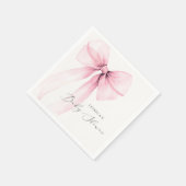 Coquette Watercolor Pink Bow Baby Shower Napkins Servet (Hoek)
