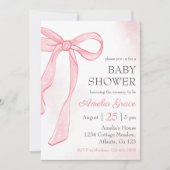 Coquette Waterverf Roze Schattige Bow Baby shower Kaart (Voorkant)
