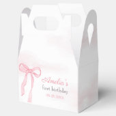 Coquette Waterverf Roze Schattigee strik Verjaarda Bedankdoosjes (Geopend)