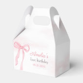Coquette Waterverf Roze Schattigee strik Verjaarda Bedankdoosjes (Voorkant Zijde)