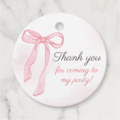 Coquette Waterverf Roze Schattigee strik Verjaarda Bedankjes Labels (Voorkant)