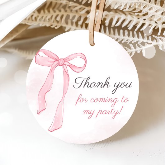 Coquette Waterverf Roze Schattigee strik Verjaarda Bedankjes Labels