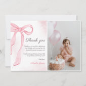 Coquette Waterverf Roze Schattigee strik Verjaarda Bedankkaart (Voorkant)