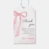 Coquette Waterverf Roze Schattigee strik Verjaarda Cadeaulabel (Voorkant)