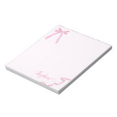 Coquette waterverf Roze strikje lint gepersonalise Notitieblok (Linkerzijde)