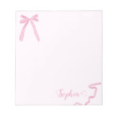 Coquette waterverf Roze strikje lint gepersonalise Notitieblok (Voorkant)