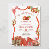 Coquette Wavy Bow Apple 1e verjaardag Kaart (Voorkant)