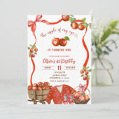 Coquette Wavy Bow Apple 1e verjaardag Kaart (Staand voorkant)