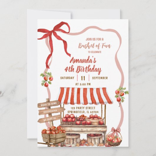 Coquette Wavy Bow Orchard Patch Girl Verjaardag Kaart (Voorkant)