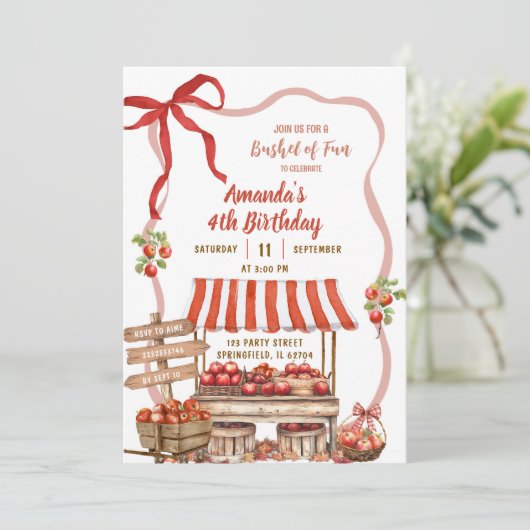 Coquette Wavy Bow Orchard Patch Girl Verjaardag Kaart (Staand voorkant)
