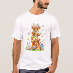 Coquette Western Highland Koe Paaseieren Cute Koni T-shirt