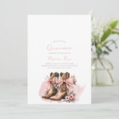 Coquette Western Laarzen Quinceanera Verjaardag Kaart (Staand voorkant)